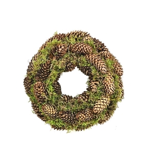 Wreath Ø40cm Lappenmoss/spruce cone natural