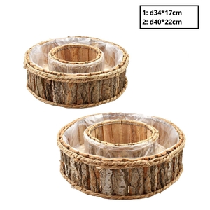 Hout Tray ring S/2 d40*22cm
