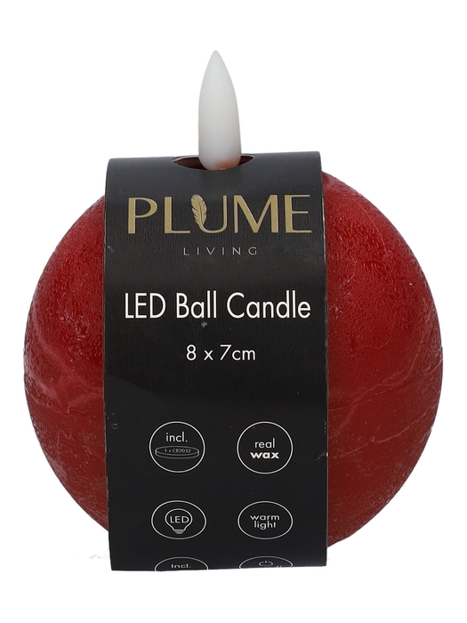 <h4>DF-731302900 - Ball LED candle Lumina1 RC d8xh7 red</h4>