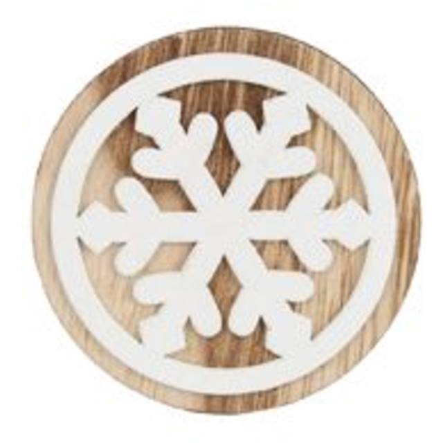 <h4>Lux snowflake wood 7cm + clip</h4>