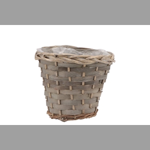 Wicker Basket Pot Round Grey 16x14cm