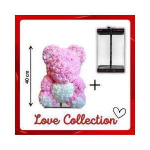 Arr6 Deco Beer 40cm - Licht Roze Wit Hart