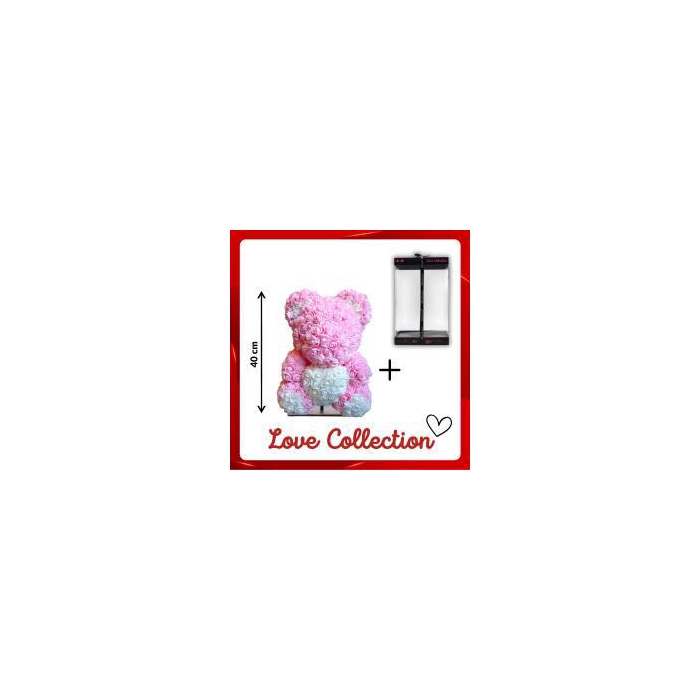 <h4>Arr6 Deco Beer 40cm - Licht Roze Wit Hart</h4>