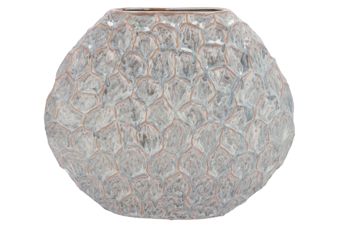 Inga Jada Grey Oval Vase Active Glaze Structure 41x15x33cm