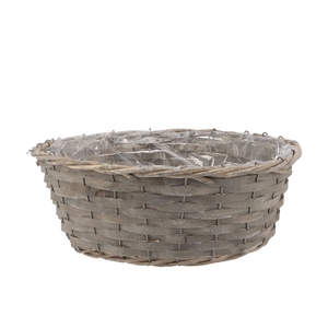 Wicker Bowl Basket Round Grey 35x13cm