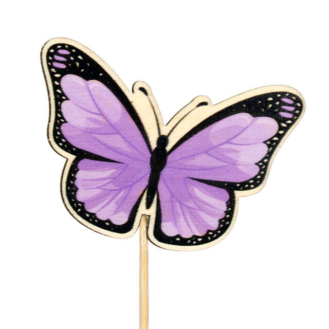 <h4>Bijsteker vlinder Single hout 6x7cm+12cm lila</h4>
