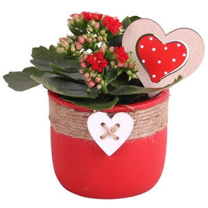 Valentine Arr. Indoor Ceramic Round Rope Heart Red Ø11cm 1PP