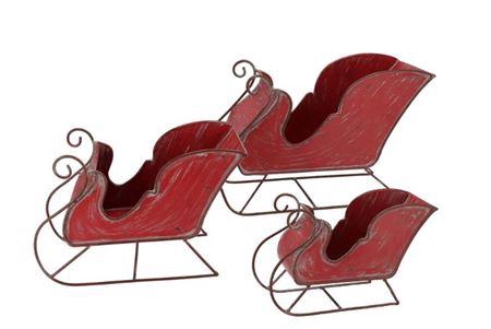 Kaya Red Sleigh S/3 40x16x26/29x13x20/24x9x15cm
