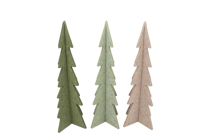 Felt Green Beige X-mas Tree Ass 15x39cm