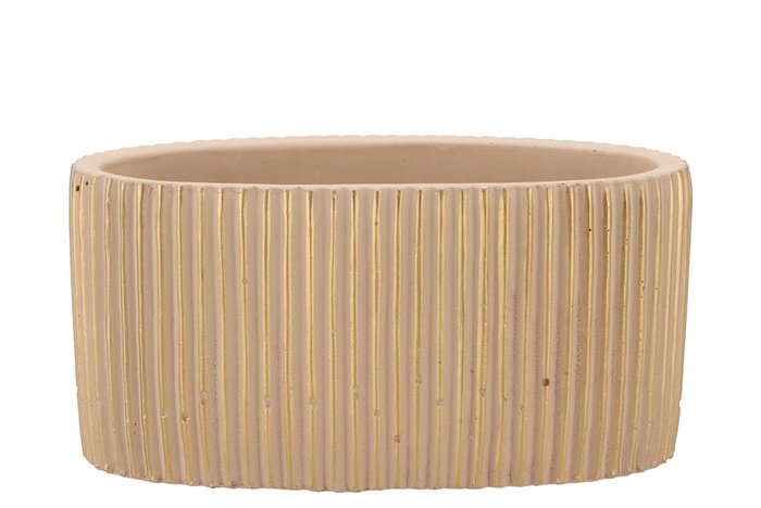 Stripes Sand Gold Oval Pot 23x12x11cm Nm