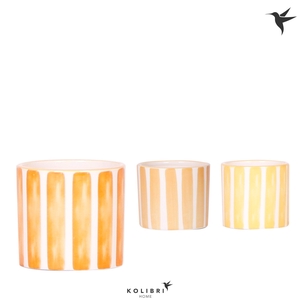 Kolibri Home Painted Stripe pot yellow mix