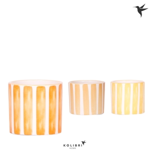 Kolibri Home Painted Stripe pot yellow mix