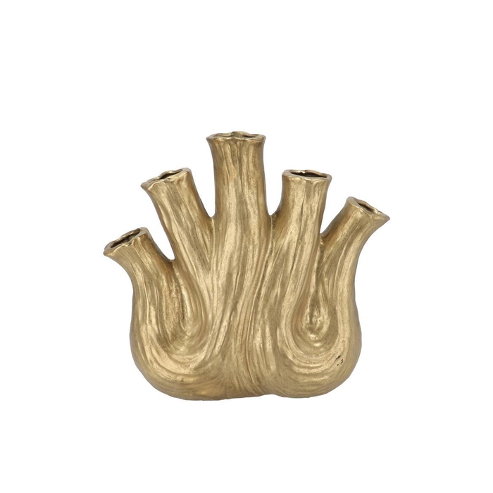 <h4>Aglio Gold Vase Oval 25x11x24cm Nm</h4>