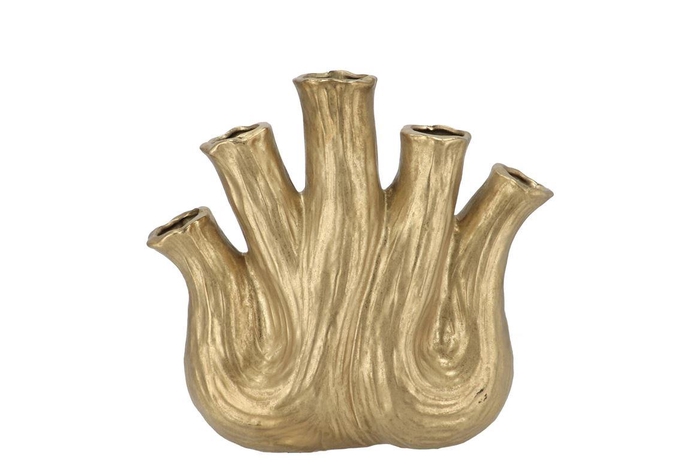 Aglio Gold Vase Oval 25x11x24cm Nm
