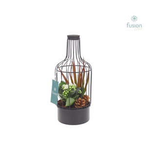 Metaal fles zwart Small Kerst met Arrangement