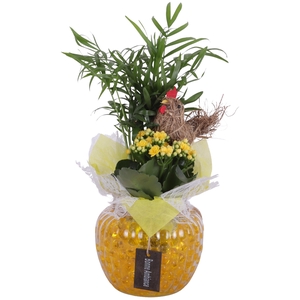 Easter Arr. Indoor Glass Round relief Ø15cm 2PP