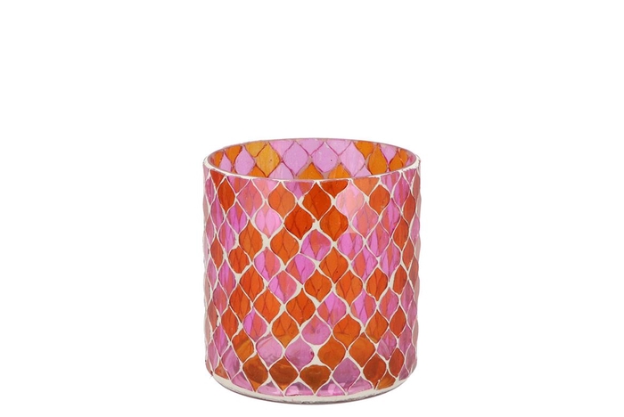 <h4>Glowing Mosaic Fuchsia/orange T-lights 10x10cm</h4>