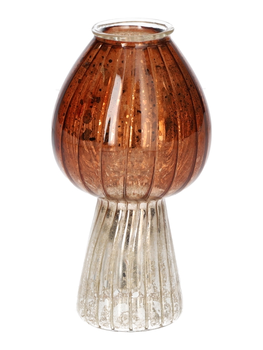 <h4>DF02-730301900 - Candle holder Morel d3.4/6.5xh12.3 brown/silver metallic</h4>