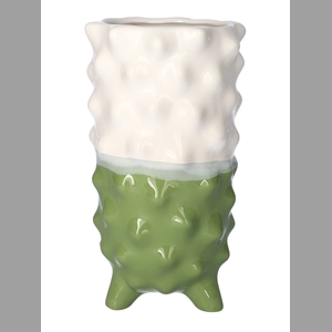 DF03-710612600 - Vase Spike d13xh22.5 green / white