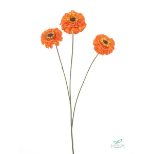 SILK FLOWERS - ZINNIA ELEGANS SPRAY ORANGE 60CM