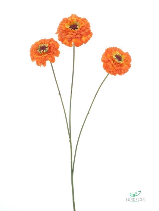 SILK FLOWERS - ZINNIA ELEGANS SPRAY ORANGE 60CM