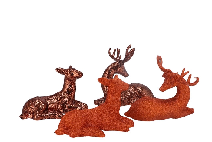 <h4>Sparkle Copper/bronze Deer Couple Ass 20x12x12cm</h4>