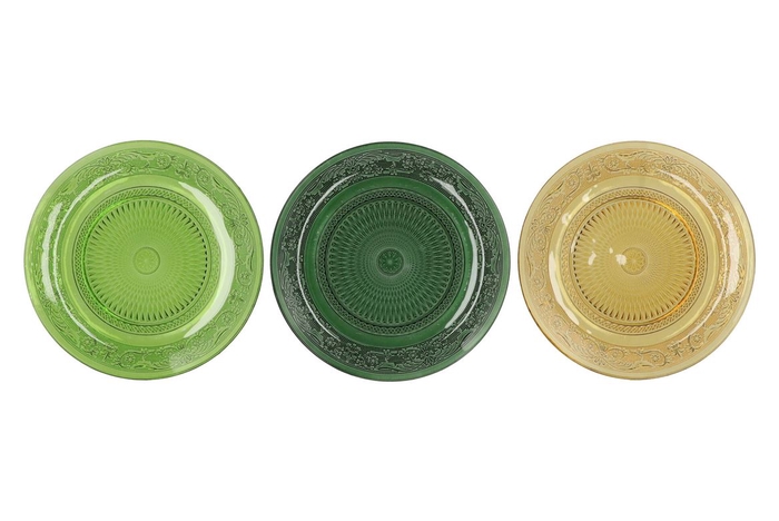 Dayah Forest Green Glass Plate 32,5x2,5cm Ass P/1 Nm