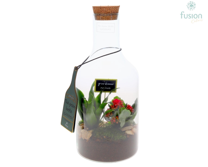 <h4>Green Bottle fles small met arrangement Groot moederdag</h4>