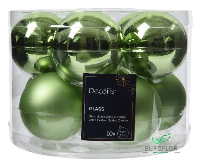 KERSTBAL GLASS 60MM 10PCS GREEN TEA