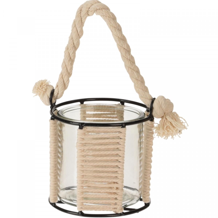 <h4>Theelichth. Glas Touw d12*12.5cm</h4>