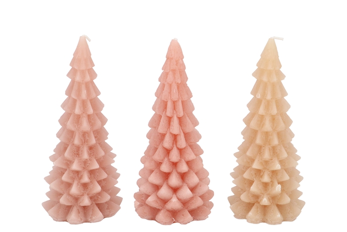 Candle Frosty X-mas Tree Warm Sand Mix 8x16cm Ass