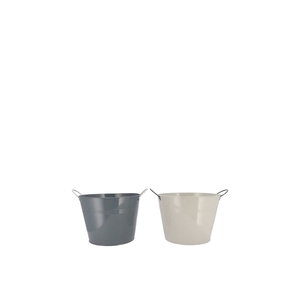 Zinc Basic Light Grey/dark Grey Ears Bucket 10x9cm