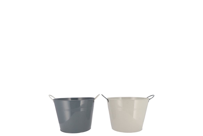 <h4>Zinc Basic Light Grey/dark Grey Ears Bucket 10x9cm</h4>