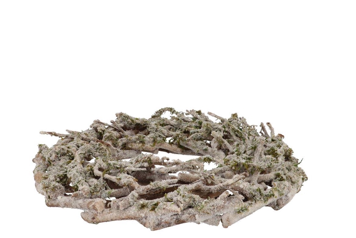 <h4>Wreath Festive Birch Moss With Snow 50x9cm</h4>