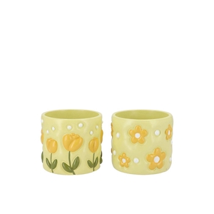 Juul Green Yellow Pot Flower 12x12x9cm