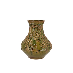 Inga Grape Olive Green Vase Active Glaze 24x24x27cm