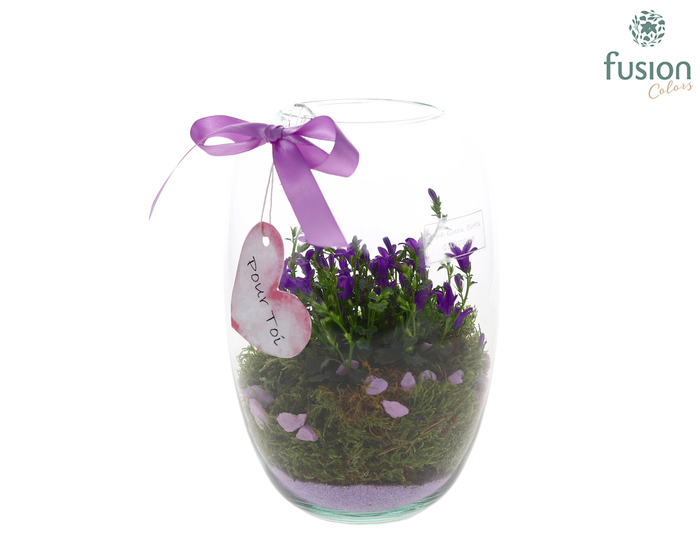 <h4>Green Bottle Isabella Small met campanula 24uur levertijd</h4>
