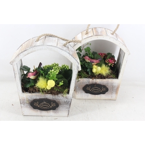 arr2 TD - Hout huis rond dak Easter - roze/wit