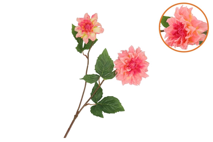 Silk Dahlia 2x Peach/pink Real Touch 60cm Nm