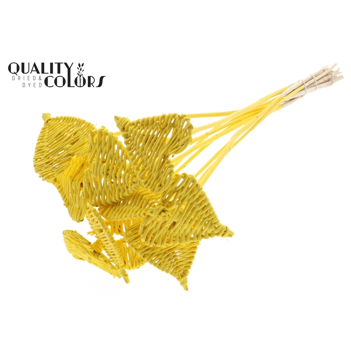 <h4>Lata Heart 8cm on stem Hat type Covered Yellow</h4>