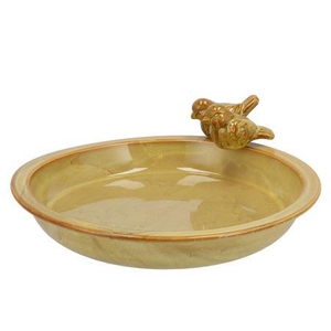 Iron Stone Bird Bowl Glazed Ochre 33x5cm Nm