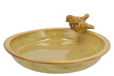 <h4>Iron Stone Bird Bowl Glazed Ochre 33x5cm Nm</h4>