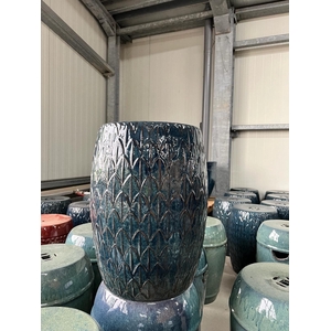 Glazed garden stool - blue