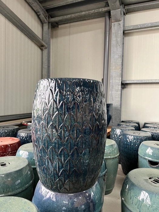 <h4>Glazed garden stool - blue</h4>