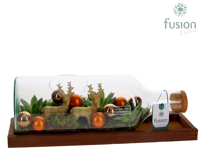 <h4>Green Bottle Fles Medium liggend Kerst met Arrangement</h4>