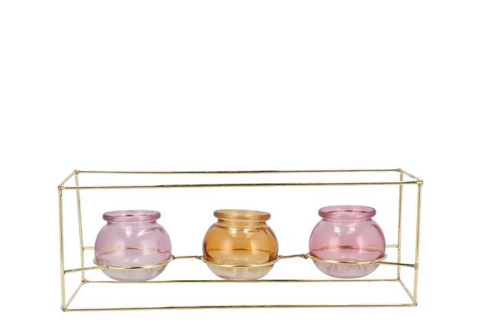 <h4>Polly Dreamy Pastel Mix Metal Rack 3 Glass Ass 35x11x13cm</h4>