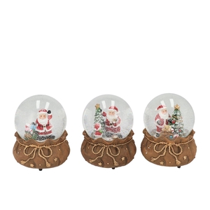 Glowy Brown X-mas Santa Globe Ass 10x10x14cm