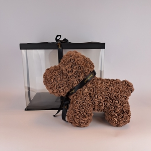 Hond 40cm bruin foamrose