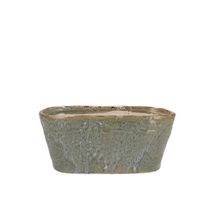 Iron Stone Light Blue Glazed Oval Pot 23x9x10cm