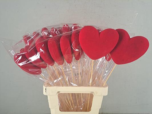 <h4>Stick Heart Flock Red 14cm</h4>